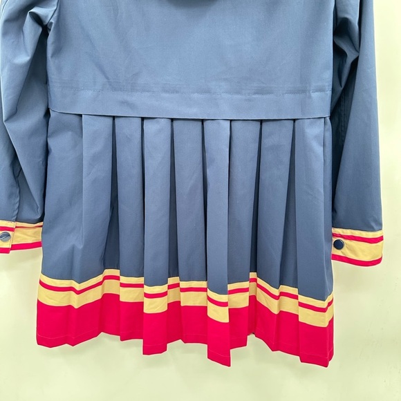 CHICOS Pleated blue-pink striped hem woman shabby chic hooded rain jacket 0-S - Picture 13 of 15